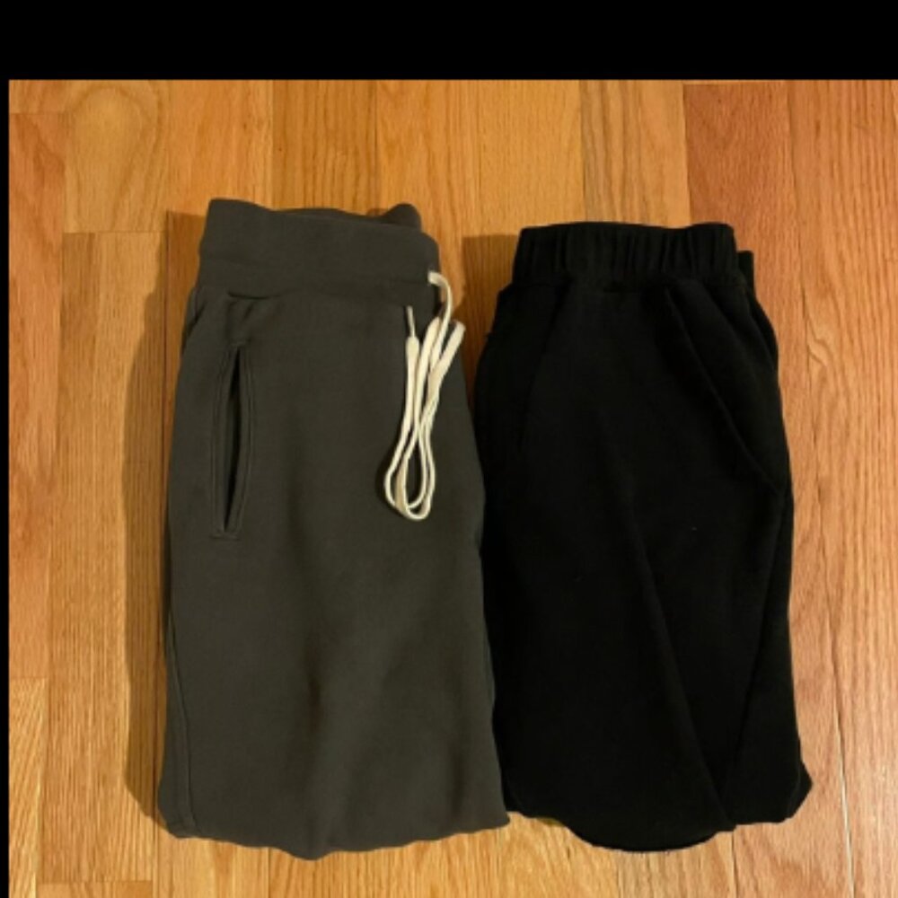 John Elliott JULIUS Slim Joggers Sweatpants Cuffed Lot 2 Pairs M Charcoal Black